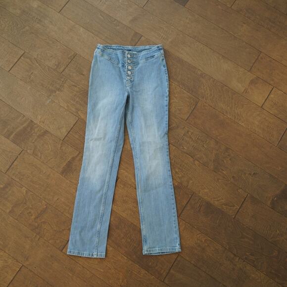 Free People We The Free Tex Slim High Rise Button Fly Jeans Women's 25 Blue Y2K - Picture 1 of 6